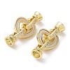 Rack Plating Brass Micro Pave Clear Cubic Zirconia Fold Over Heart Clasps KK-F858-11G-1
