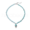 Alloy Pave Synthetic Turquoise Horse Eye Pendant Necklaces NJEW-JN05158-5