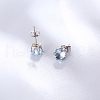 Brass Cubic Zirconia Flat Round Stud Earrings EB9098-2