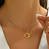 Stainless Steel Double Ring Twisted Chain Necklaces for Women's Casual Daily Wear LI6348-4