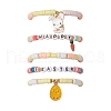 5Pcs 5 Styles Easter' Day Polymer Clay Beads Stretch Bracelet & Alloy Enamel Charm Bracelet Set for Women BJEW-TA00608-2