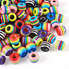 Beadthoven 90pcs 6 colors Opaque Stripe Resin European Beads RESI-BT0001-22-3
