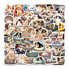 50Pcs Sleepy Dog Cat PVC Waterproof Self-Adhesive Stickers PW-WG75497-01-1
