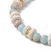 Natural Lava Rock & Synthetic Aqua Terra Jasper & Natural Aquamarine Beads Strethch Bracelets BJEW-JB11666-01-4