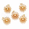 Brass Micro Pave Clear Cubic Zirconia Pendants ZIRC-B002-34G-H-1