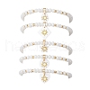 5Pcs 5 Styles Natural Freshwater Shell with Metal Sun Slice Charm Bracelets BJEW-JB11688-1-2
