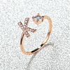 Brass Micro Pave Cubic Zirconia Cuff Rings for Women FS-WGA4C54-11-1
