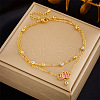 304 Stainless Steel Crystal Rhinestone Lotus Flower Link Double Layer Anklets FS-WGEF8AA-08-1