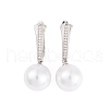 Rack Plating Brass Clear Cubic Zirconia ABS Pearl Earrings EJEW-S219-15P-06-1