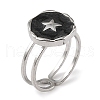 304 Stainless Steel Enamel Open Cuff Rings for Women RJEW-F166-44P-01-1