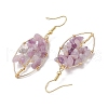 Natural Lilac Jade Chips Tree of Life Dangle Earrings EJEW-JE05730-03-4