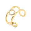 Clear Cubic Zirconia Initial Letter Open Cuff Ring RJEW-A012-01G-O-2