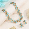 Alloy & Resin & Rhinestone Round Beaded Link Necklaces & Stud Earrings Sets FS-WGD3AFB-01-4