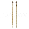 Heart Brass Tassel Stud Earrings EJEW-Z086-04G-4