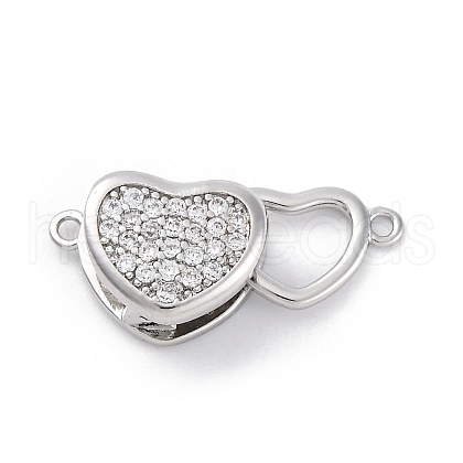 Brass Micro Pave Clear Cubic Zirconia Box Clasps KK-C075-24P-1