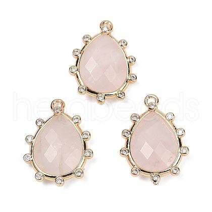 Natural Rose Quartz Faceted Pendants G-K347-06G-03-1