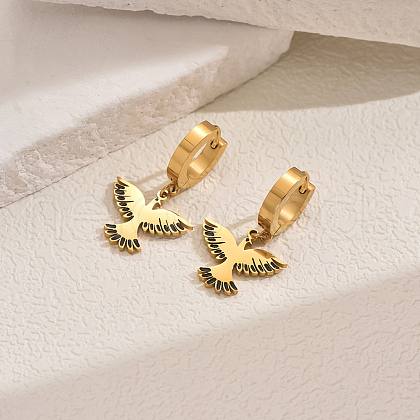 Stainless Steel Eagle Hoop Earrings BK5328-3-1