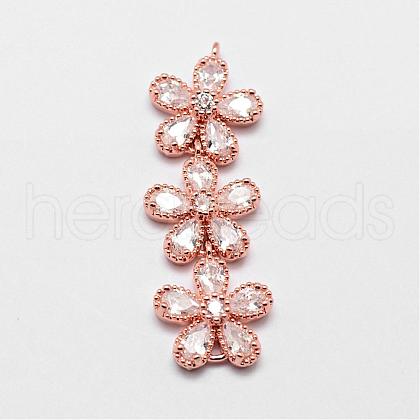 Brass Micro Pave Cubic Zirconia Links ZIRC-A003-02RG-1