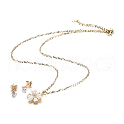 304 Stainless Steel Rhinestone Jewelry Sets SJEW-H301-11G-1