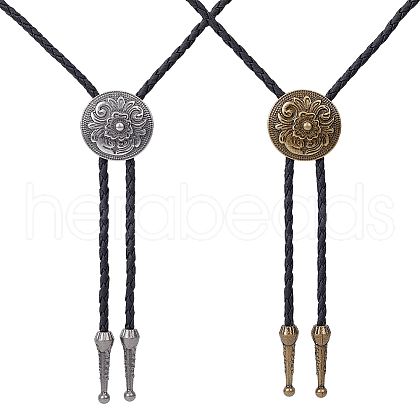 ANATTASOUL 2Pcs 2 Colors PU Leather Bolo Tie NJEW-AN0001-61-1