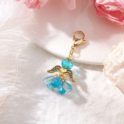 Glass Angel Pendant Decorations HJEW-MZ00207-02-1
