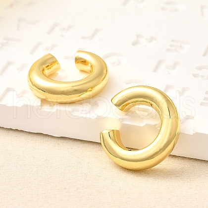 Rack Plating Brass Ring Cuff Earrings for Women EJEW-H135-01G-02-1