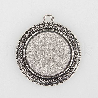 Tibetan Style Alloy Pendant Cabochon Settings X-TIBEP-N003-52AS-1