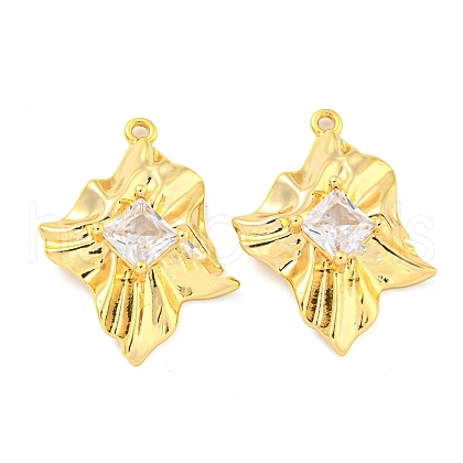 Brass Pave Cubic Zirconia Pendants KK-M286-12G-1