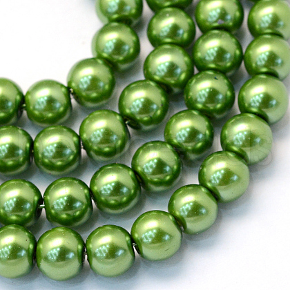 Baking Painted Pearlized Glass Pearl Round Bead Strands X-HY-Q003-6mm-13-1