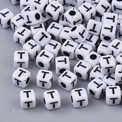 White Opaque Acrylic Beads MACR-R869-02T-1