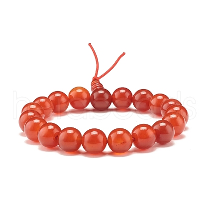 Natural Carnelian Round Beads Stretch Bracelet BJEW-JB07235-04-1