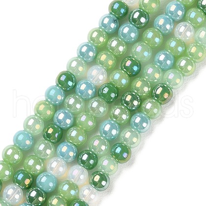 Transperant Electroplate Glass Beads Strands X-GLAA-P056-4mm-B04-1