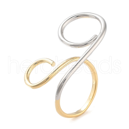 Brass Open Cuff Ring for Women RJEW-C102-10GP-1