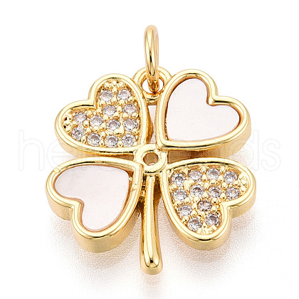 Brass Micro Pave Clear Cubic Zirconia Pendants KK-N268-16G-1