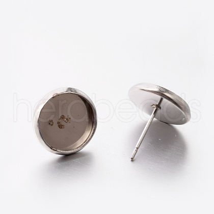 Tarnish Resistant 304 Stainless Steel Post Stud Earring Settings STAS-E074-14-1