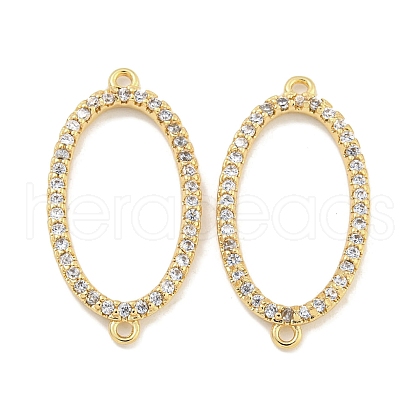 Brass Micro Pave Clear Cubic Zirconia Connector Charms KK-S386-11G-1