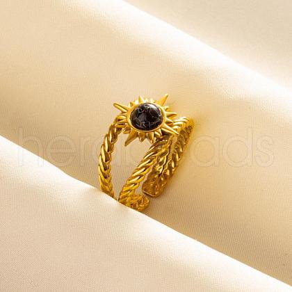 304 Stainless Steel Sun Cuff Rings DM8672-10-1