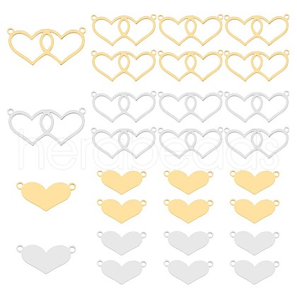 DICOSMETIC 24Pcs 4 Styles Valentine's Day 304 Stainless Steel Connector Charms STAS-DC0011-68-1