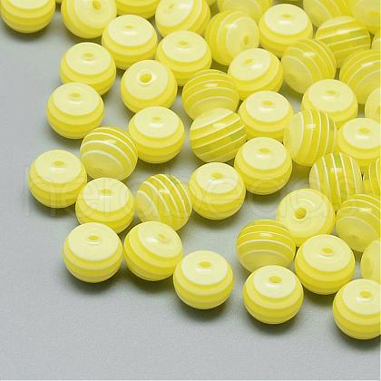 Transparent Stripe Resin Beads RESI-S345-8mm-12-1