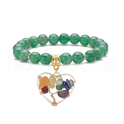 Natural Green Aventurine Stretch Bracelet BJEW-JB08747-04-1