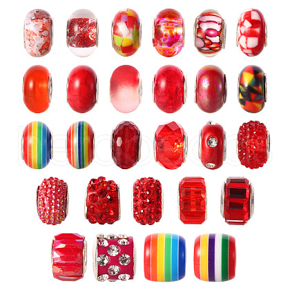 27Pcs 27 Style Acrylic & Resin & Polymer Clay Rhinestone European Beads FPDL-S015-05D-1