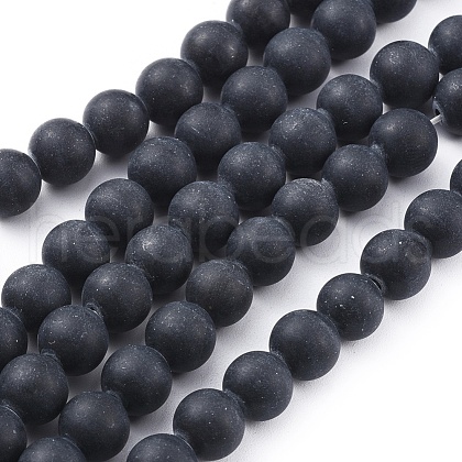 Natural Black Obsidian Beads Strands G-F662-01-8mm-1