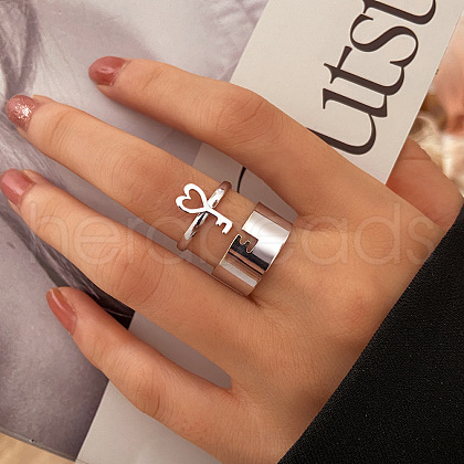 2Pcs Couple Alloy Cuff Rings for Men Women FS-WG1C6B4-01-1