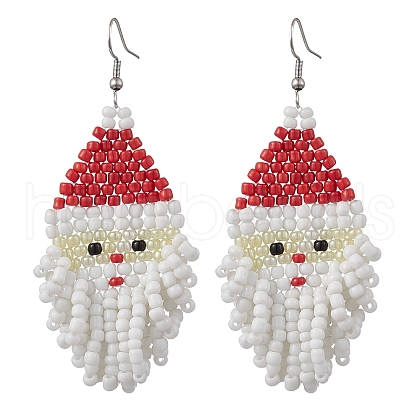 Glass Seed Dangle Earrings EJEW-JE06214-1
