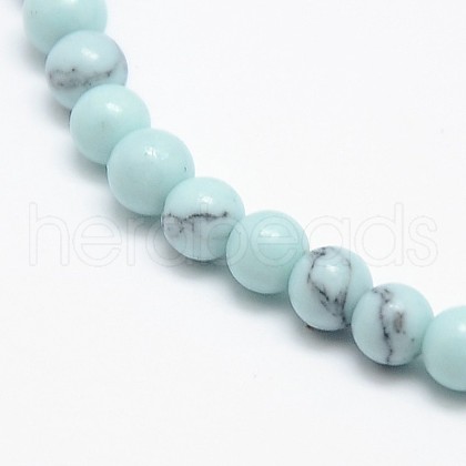 Synthetic Turquoise Smooth Round Beads Strands G-L146-8mm-01-1