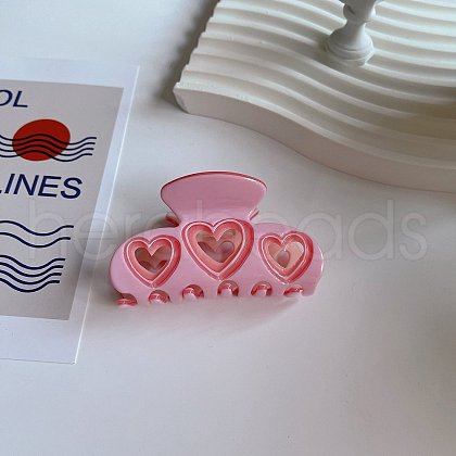 Heart Cellulose Acetate(Resin) Claw Hair Clips HEAR-PW0002-062A-1