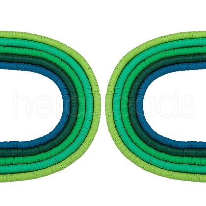 10 Strands 5 Colors Flat Round Handmade Polymer Clay Beads CLAY-SZ0002-02B-1