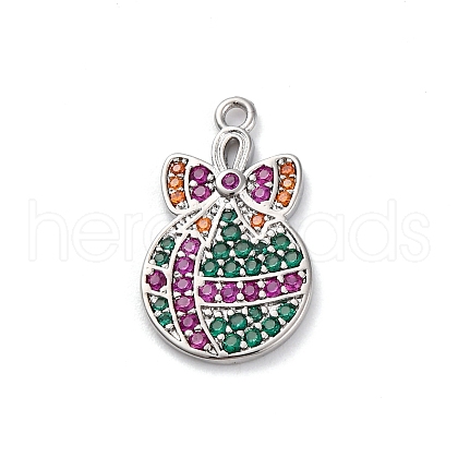Christmas Series Brass Micro Pave Cubic Zirconia Pendants KK-Q010-01P-04A-1