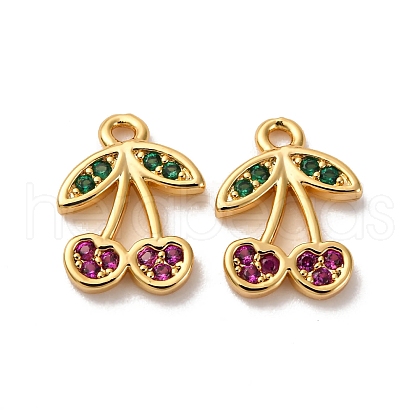 Brass Micro Pave Cubic Zirconia Charms KK-F898-08G-1