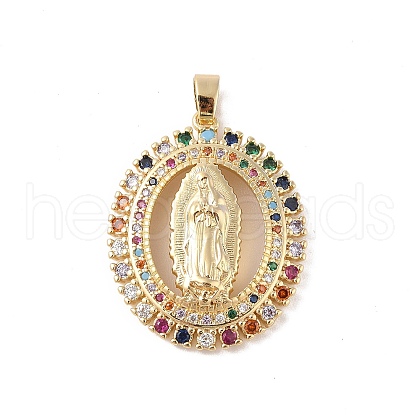 Brass Cubic Zirconia Pendants KK-Z050-31G-02-1